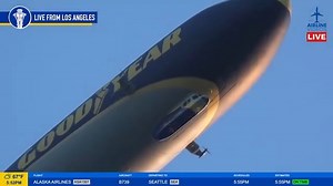 The Goodyear blimp made a stunning appearance over LAX during Thursday's show, en route to downtown Los Angeles to provide aerial footage for TV broadcasts. #airlinevideoslive #airlinevideos #laxairport #aviation #aviationdaily #avgeek #aviationlovers | AIRLINE VIDEOS