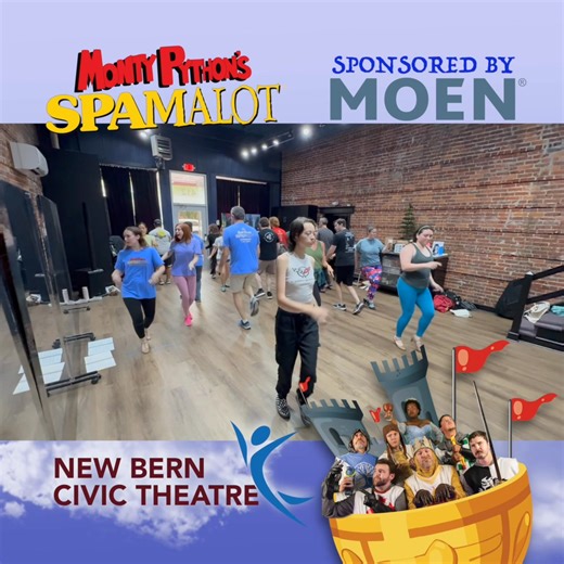 1.2K views · 14 reactions | If you love 'Monty Python and the Holy Grail', then you can't afford to miss SPAMALOT! Tickets are flying! Get yours at: https://ci.ovationtix.com/36421/production/1208124 Sponsored by Moen | New Bern Civic Theatre | Facebook