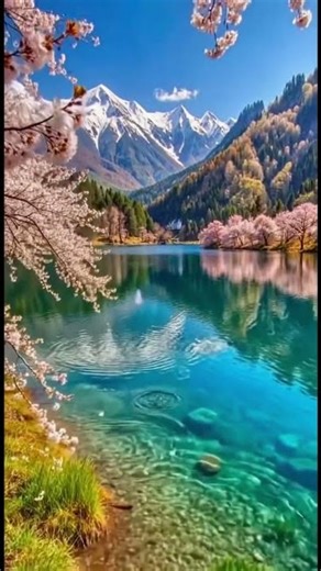 Dreamy Spring Landscape 🌸🏔️ Relaxing Nature Escape#nature #naturelovers