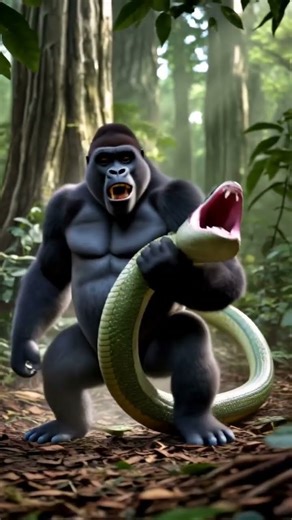 Gorilla vs Snake 🦍🐍 Epic Jungle Battle! | #wildlife #wildlifeentertainment #animals #gorilla