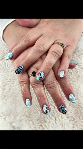 Moo 🐮💙 Book now at Www.flyhighnails.com❄️ #nails #fyp #blue #cow #cutenails