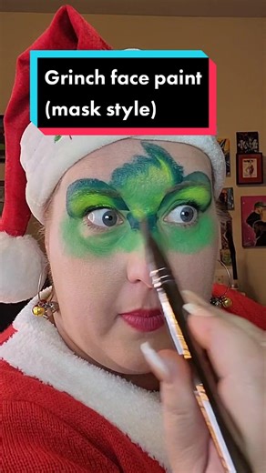 Grinch Mask Face Paint Tutorial