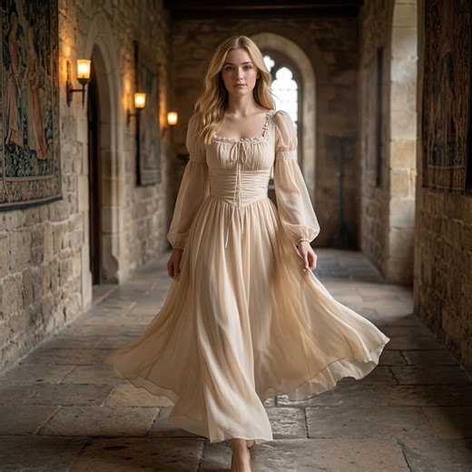 Medieval Princess Dress, Renaissance Cottagecore Gown, Fairycore Maxi Dress, Medieval Wedding Dress, Peasant Renaissance Costume - Etsy