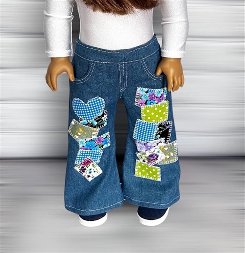 18 Inch Doll Patchwork Flare Leg Jeans - Etsy