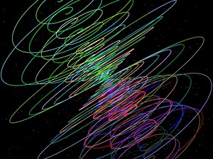 Processing自动循环变换P3D三维立体顶点构成旋转动态海报