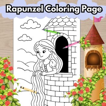 Rapunzel Coloring Page Children's Stories Color Sheet Fairy Tails and Fables