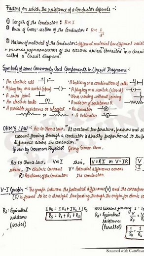 Electricity Class 10th Hand written Notes #physics #handwritten #notes