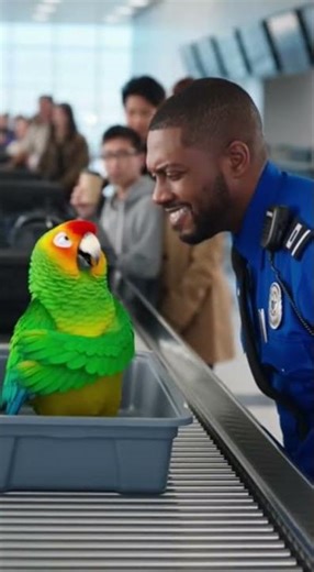 Mexican Parrot Shocks Airport Security! 🤣🦜 #ai #birds #viral #parrot
