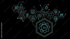 Animated infographic diagram about artificial intelligence in science.