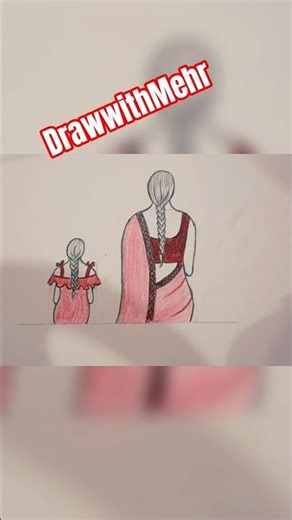 How to draw a little girl with Mother #trending #drawing #sketch #shorts #short #drawing