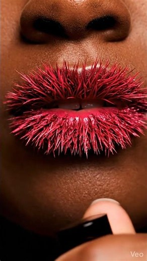 Red Grass Lips ASMR ❤️🌾 | Hyper-Real Fantasy Nature Lipstick Transformation#asmr #lipstickasmr#lips