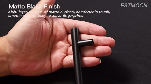 Estmoon 30 Pack Cabinet Handles Matte Black Cabinet Pulls with 3 Inch Hole Center, Stainless Steel Kitchen Cabinet Handles Black Kitchen Handles for Cabinets and Drawers, 76mm Hole Centers