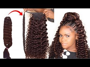 DIY Curly Ponytail Wig Tutorial Using Expression Braid Extension - How To Curl Braid Extension