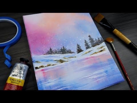 Quick and Easy Winter Landscape for Beginners | Acrylic Painting
