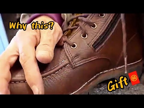Process of Making leather boots by hand (This boots Gift)