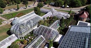 Phipps Conservatory and Botanical Gardens in Pittsburgh, Pennsylvania, United States. Schenley Park's horticulture hub features botanical gardens and a steel glass Victorian greenhouse