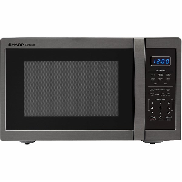 Sharp Carousel 1.4 Cu. Ft. 1100W Countertop Microwave Oven in Black Stainless Steel
