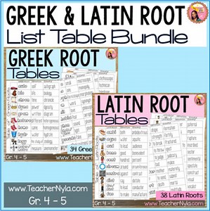 Greek and Latin Root List Table Bundle