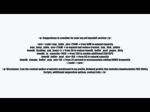 MySQL Tunner : High ratio of temporary tables created on disk - Website Slow responsevideo