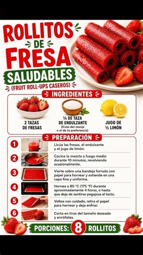 Cómo Hacer FRUIT ROLL-UPS Caseros y Saludables 🍓 | Snack Sin Azúcar