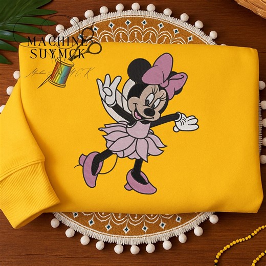 Minnie Embroidery Design, Cute Minnie Dancing Embroidery, Cartoon Minnie Bow Pattern, Minnie Mouse Machine Embroidery File - Etsy