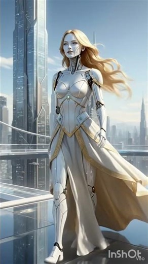 Futuristic Sci-Fi Queen: Robotic Elegance in a Futuristic City