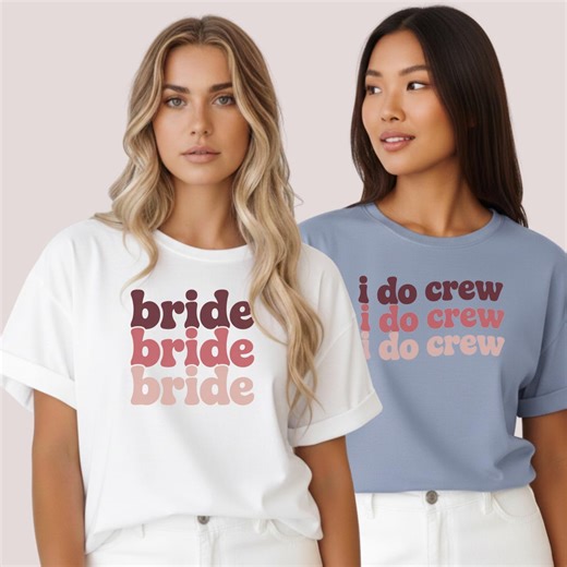 Bride and Crew Matching Retro T-shirts | Bridal Bachelorette Shirt - Etsy