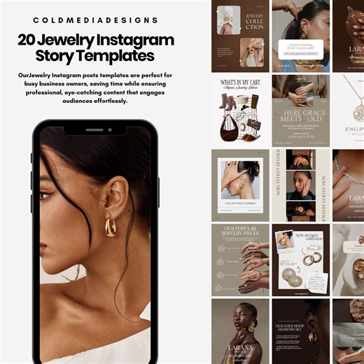 20 Editable Permanent Jewelry Instagram Posts Template | Aesthetic Permanent Jewelry Social Media Branding | Luxury Canva Templates |jewelry - Etsy