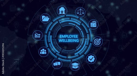Employee wellbeing concept. Creating employee benefits and satisfaction programs. Fostering a positive work culture and employee engagement. The physical, mental and emotional health of employees. 4k