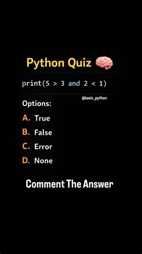 Learn Coding 👩‍💻🐾 on Instagram: "Python Quiz 🧠 Comment The Answer Follow @basic_python for more content on computer science, programming, technology, and Python language #developer #development #coder #coding #computerengineering"