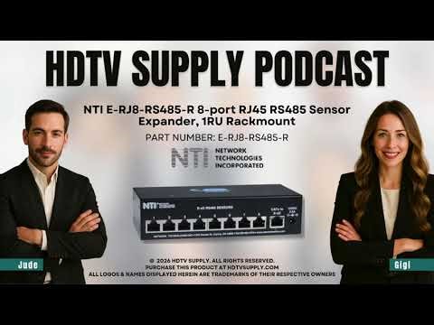 NTI E-RJ8-RS485-R 8-port RJ45 RS485 Sensor Expander, 1RU Rackmount