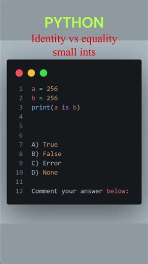 Python Hidden Concept ⚠️ Integer Caching (-5 to 256) Explained #coding #correctcoding