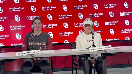 Oklahoma's Patty Gasso and Sydney Berzon after Sooners' 3-2 loss to Arkansas