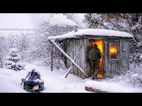 Alone Turning an Old Log Cabin into a Cozy Shelter | Winter Survival Night