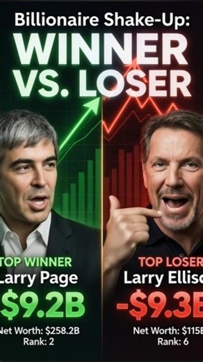 "Shocking Billionaire Twist: Page Up $9B, Ellison Down $9B! 📉📈" #billionaire