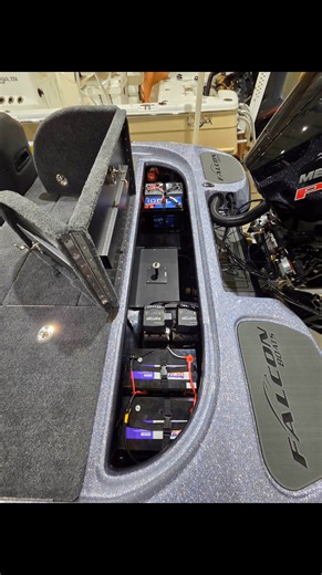 2026 Falcon F20 Predator getting fully rigged 🔧🔧 Garmin Force trolling motor, Garmin Ultra2 126sv, three Lowrance HDS 12 Pros, all on BoatLogix 💪 mounts bow and console. Garmin Livescope LVS34, Lowrance AT on the BoatLogix 💪 Switchblade transducer mount on the trolling motor. NFS Custom Wiring Harness for those clean images and an NFS 1-2 switch to go from lithium power to AGM power, if needed. Two Battery USA Lithium 36V 60AH lithiums for the trolling motor. Jensen BT module w/two 4" Kicker