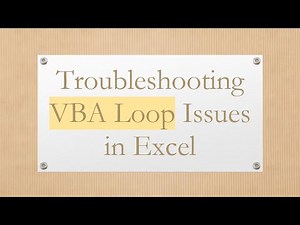 Troubleshooting VBA Loop Issues in Excel