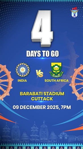 Just 4 days to go! Who’s ready to fill the stands and cheer for India at Barabati? 🙌💙