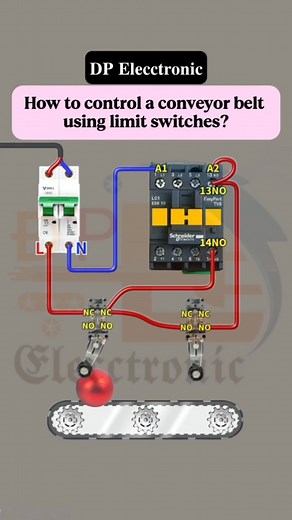 569K views · 4.4K reactions | How to control a conveyor belt using limit switches?... #DPElecctronic #Elecctronic #Electrical #interiordesign #instagramreels #electricalwork #DPElecctronicfollow | 퐃퐏 퐄퐥퐞퐜퐜퐭퐫퐨퐧퐢퐜 | Facebook