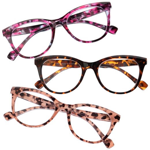 LotFancy Ladies Reading Glasses Blue Light Blocking, Spring Hinge Reader for Women Men, 2.0, 3 Pack