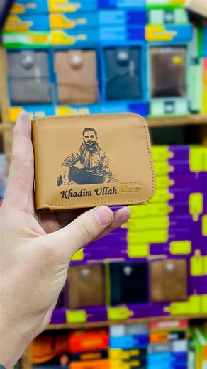 Genuine leather wallets on laser printer name . Number & photo #khadimullah