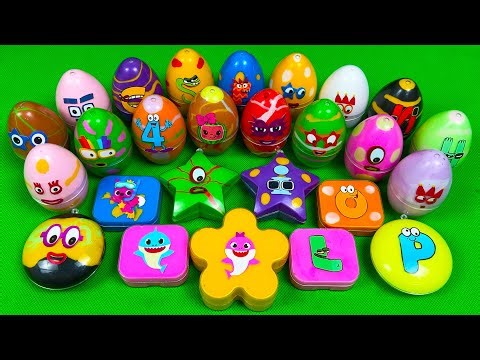 Rainbow SLIME🌈 Looking For Numberblocks, Alphablocks Inside Clay Mini Eggs, STARS Colorful, ASMR