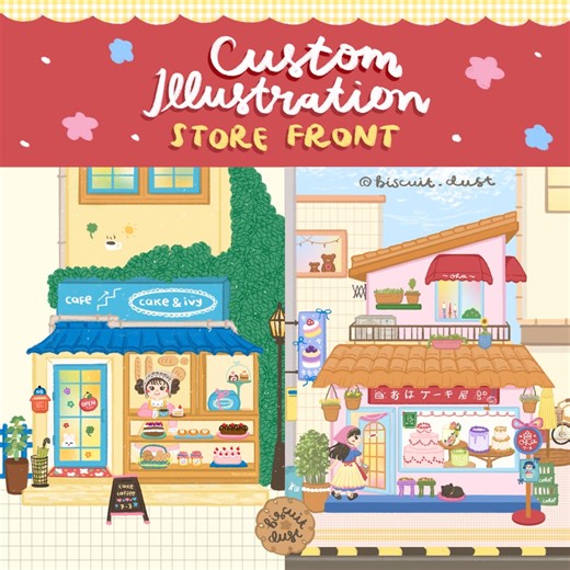 Custom Illustration Store Front Background - Etsy