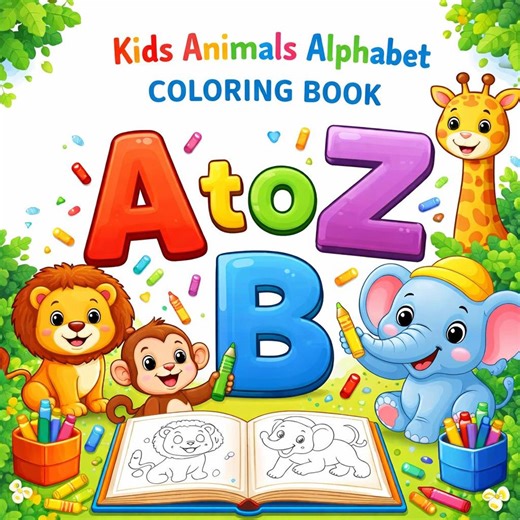 ABC Animals Coloring Pages | Alphabet Learning Activity for Kids (PDF Download) - Etsy