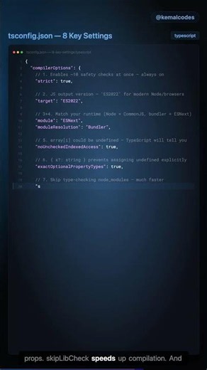 TypeScript Tutorial #15: tsconfig.json — The 8 Settings That Actually Matter #Shorts