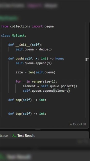 Leetcode #225: Implement Stack using Queues in Python ❤️#python #leetcode #dsa #stack