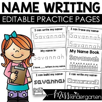 Name Tracing Practice Editable Writing Worksheets Kindergarten Activities Books