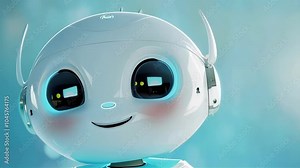 A cheerful, animated robot with bright eyes and a friendly smile.