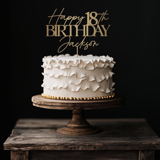 Personalized Birthday Cake Topper, Custom Birthday Cake Topper, Cake Topper With Name, Happy 18th 30th 40th 50th Birthday, Gold Cake Topper - Etsy