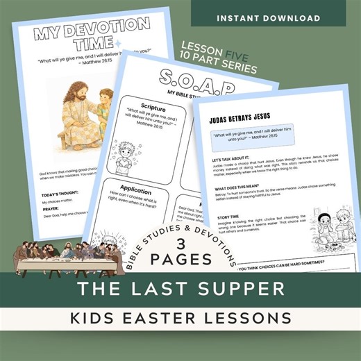 The Last Supper Kids Bible Study Worksheet | Easter Bible Lesson PDF (instant Download) - Etsy